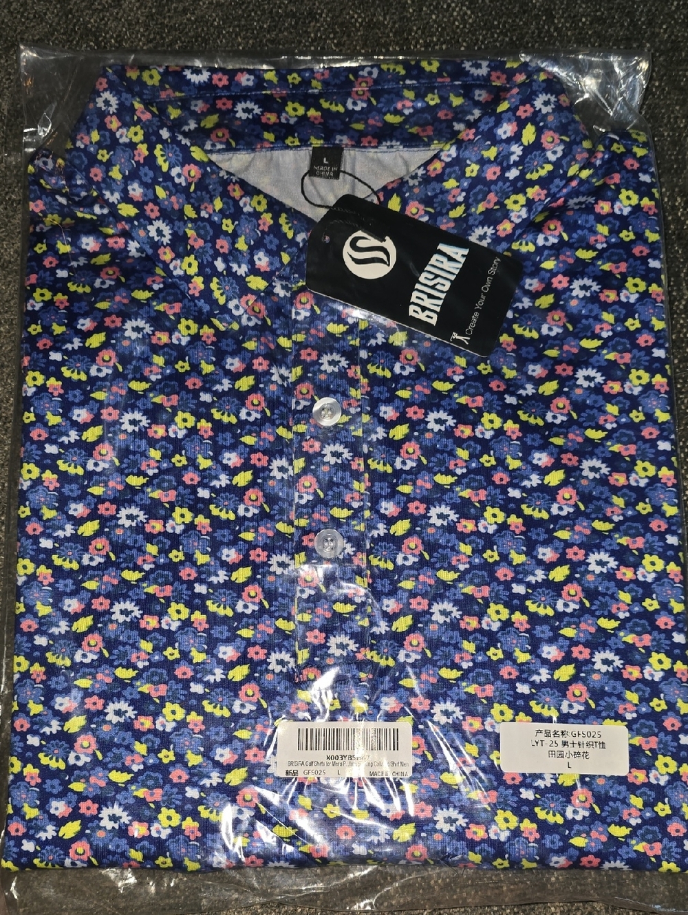 Men's Blue Floral Button-Down Golf Shirt